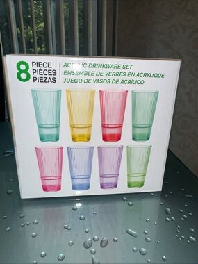 Acrylic Multicolor 8-Piece Drinkware Set - Assorted Colors